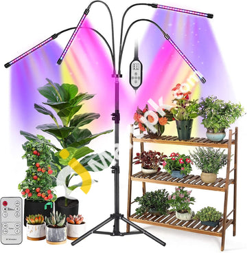Vicllia 4 Heads Led Floor Grow Light Full Spectrum Dimmable With Flexible Gooseneck For Indoor